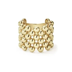 Gold<LAGOS Wide Beaded 18K Gold Ring
