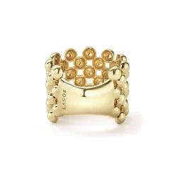 Gold<LAGOS Wide Beaded 18K Gold Ring