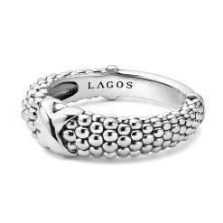 Silver<LAGOS X Beaded Ring