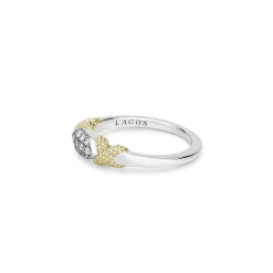 Two-Tone<LAGOS X Diamond Caviar Stacking Ring